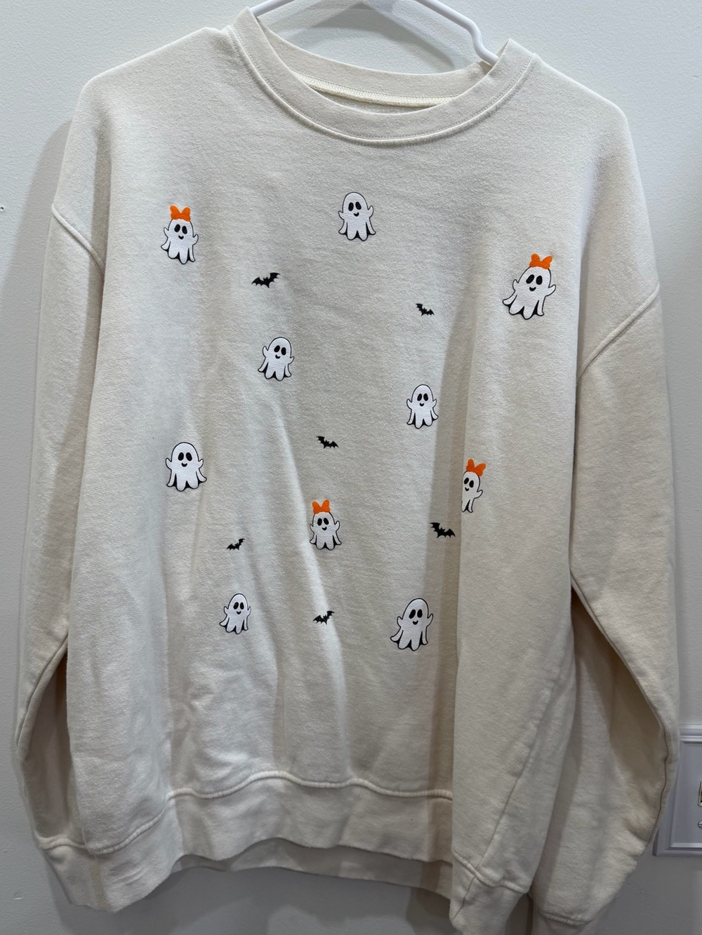 Simply Southern Cream Ghost & Bat Pullover with Orange Bows